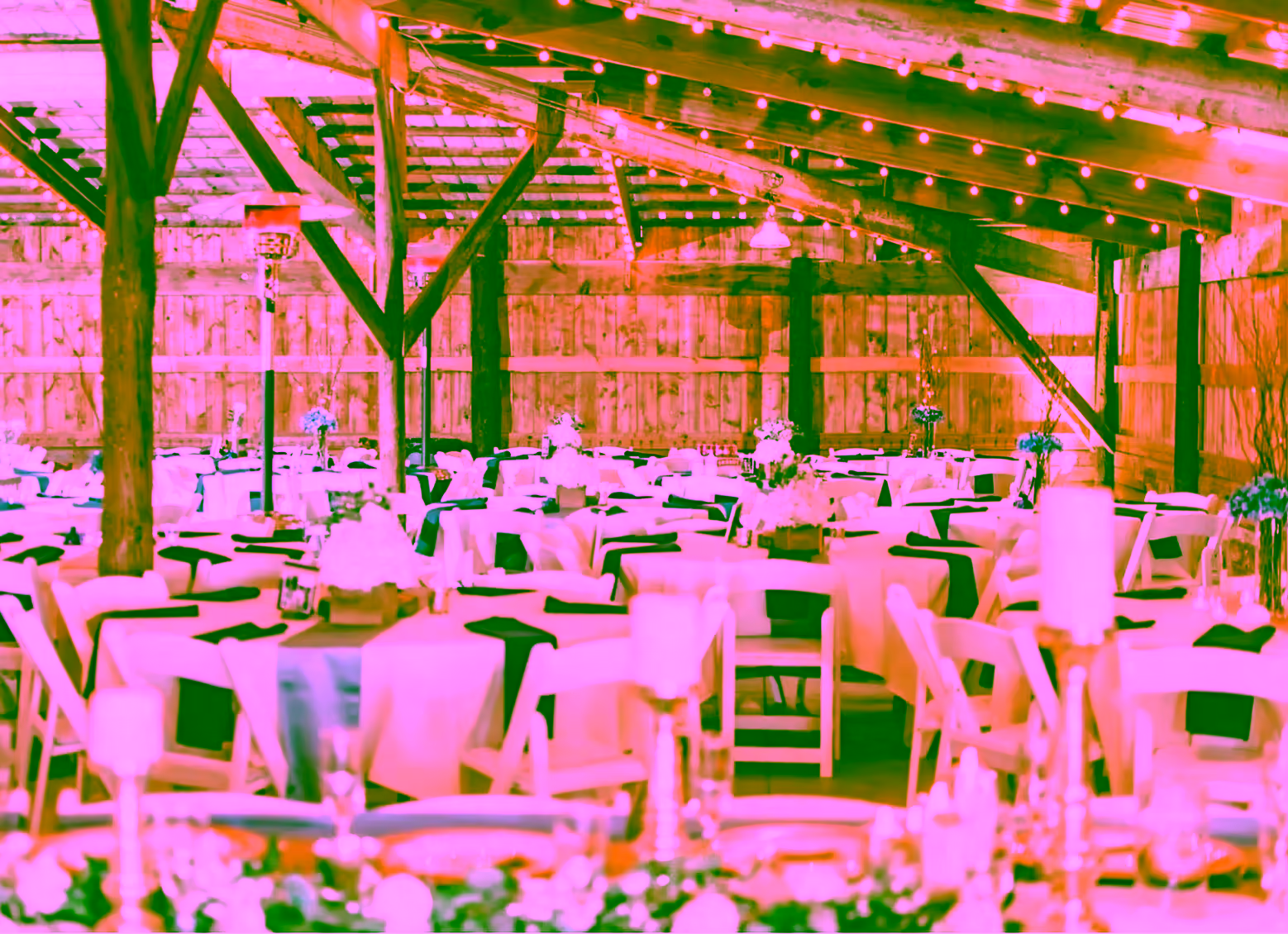 The Buckeye Barn reception space set for a wedding celebration