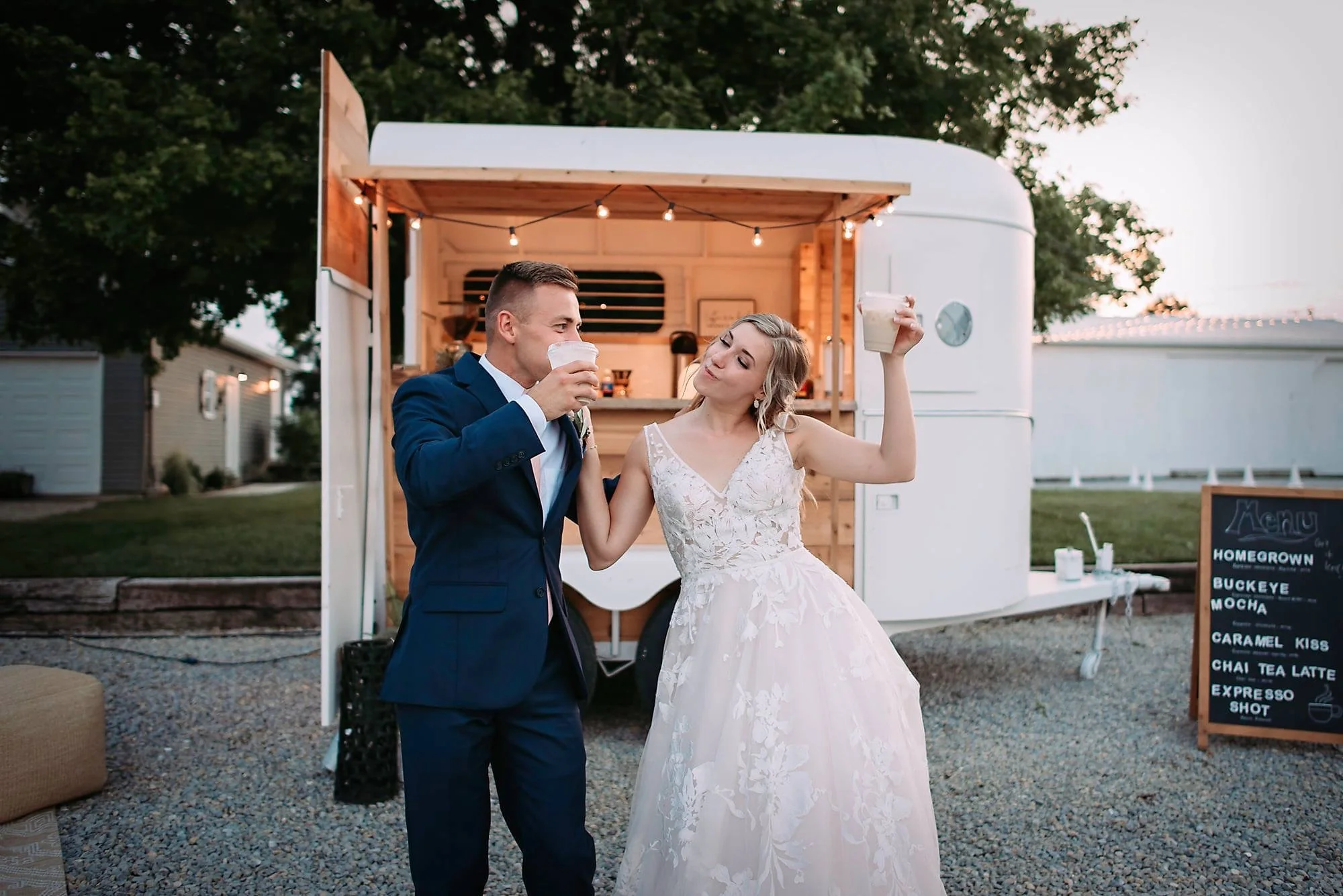 The vintage coffee trailer serving newlyweds