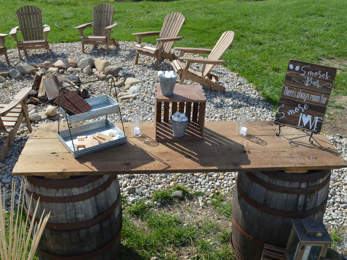 S'mores Love Bar beside the fire pit